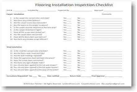 Flooring installation Inspection Checklist - Landlordfloors.com
